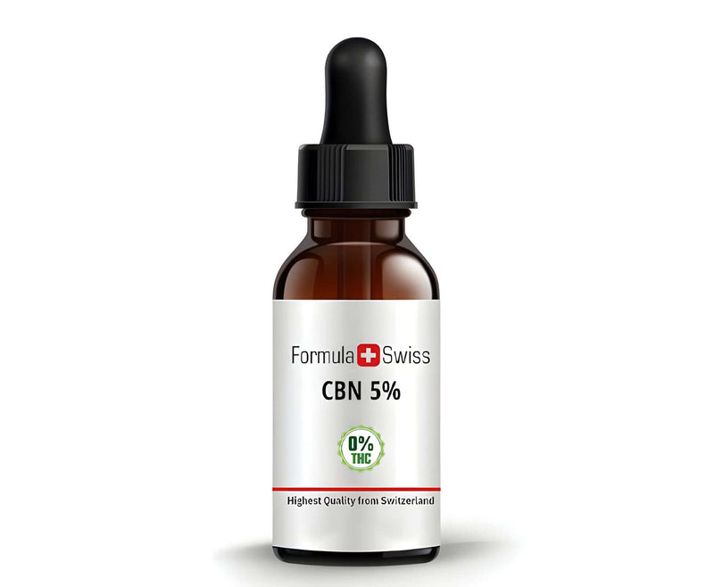 Huile de CBN 5 % Formula Swiss avec 0 % de THC dans un flacon compte-gouttes ambré