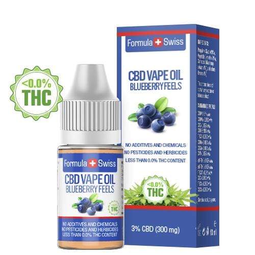 Formula Swiss CBD Vape-Öl Heidelbeere, 3 % CBD (300 mg), 10-ml-Flasche mit Verpackung