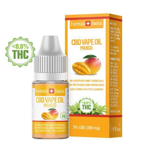 Formula Swiss CBD Vape-Öl Mango, 3 % CBD (300 mg), 10-ml-Flasche mit Verpackung